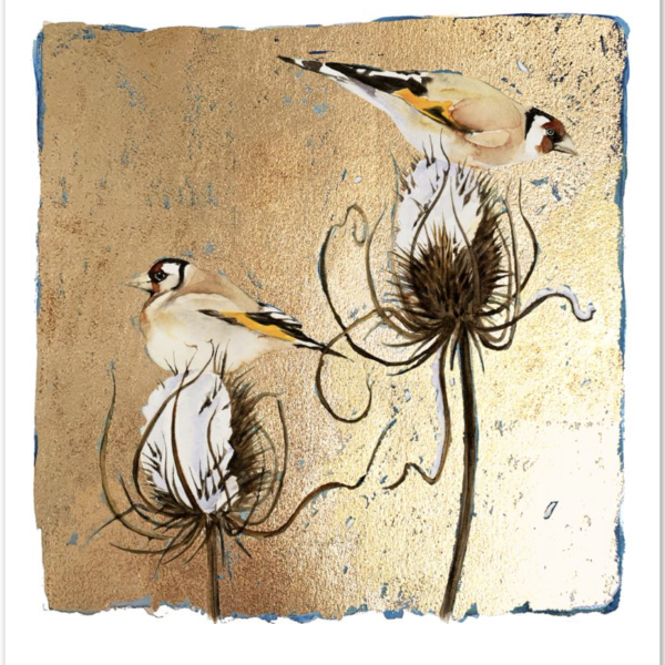 Winter Teasels and Goldfinches (Mounted)