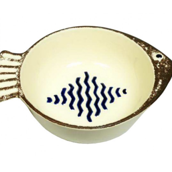 Ceramic Fish Dish - Cream and Brown