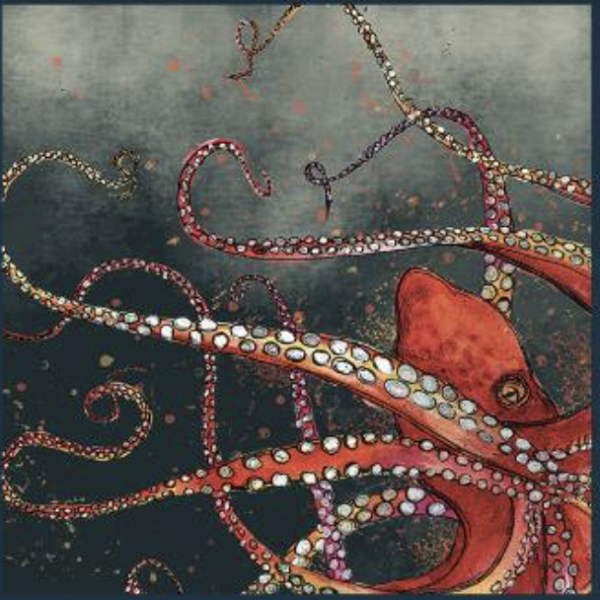 Dollyhotdogs Card - Red Octopus
