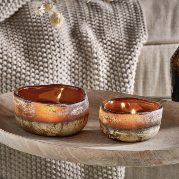 Janka Glass Tealights - Dark Amber - Set of 2 - NK