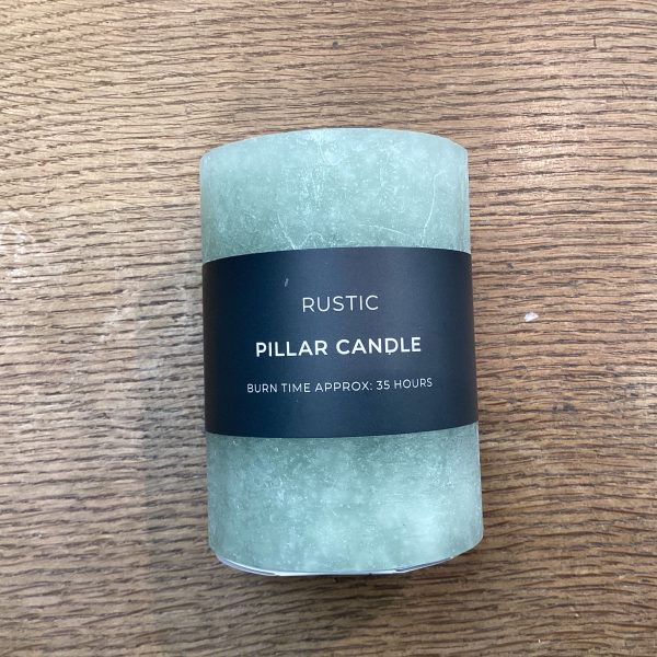Rustic pillar candle sage 35 hr - GD