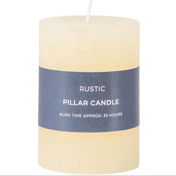 Rustic Ivory Pillar Candle Small 35 hrs - GD