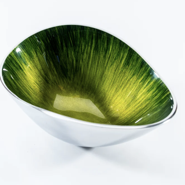 Brushed Green Oval Bowl Small TA