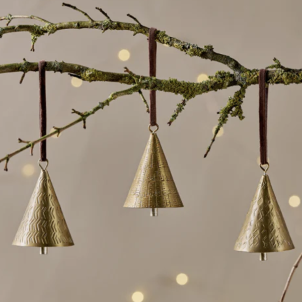 Manya Brass Bell Baubles - Set of 3