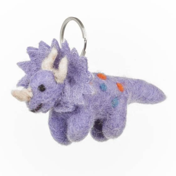 Felt Triceratops Keyring