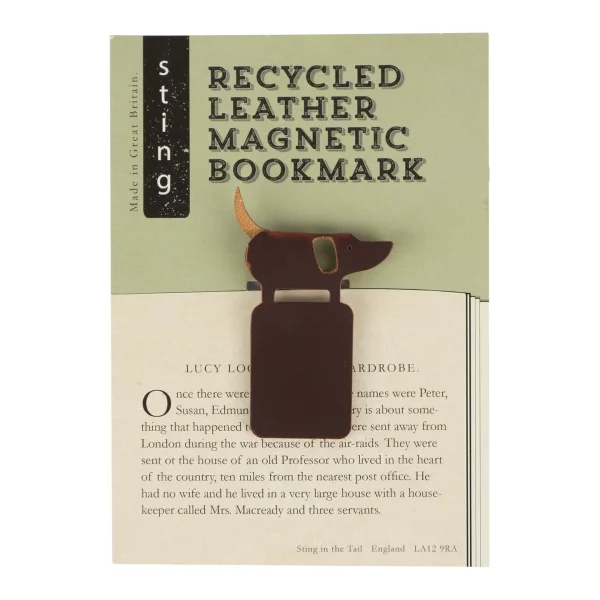 Recycled Leather Magnetic Bookmark - Dog