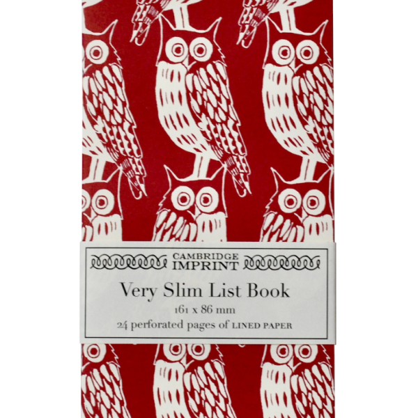 Very Slim List Book - Owls
