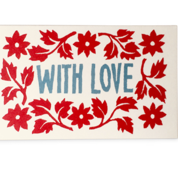 With Love Gift Cards, Red and Blue - 6 Cards