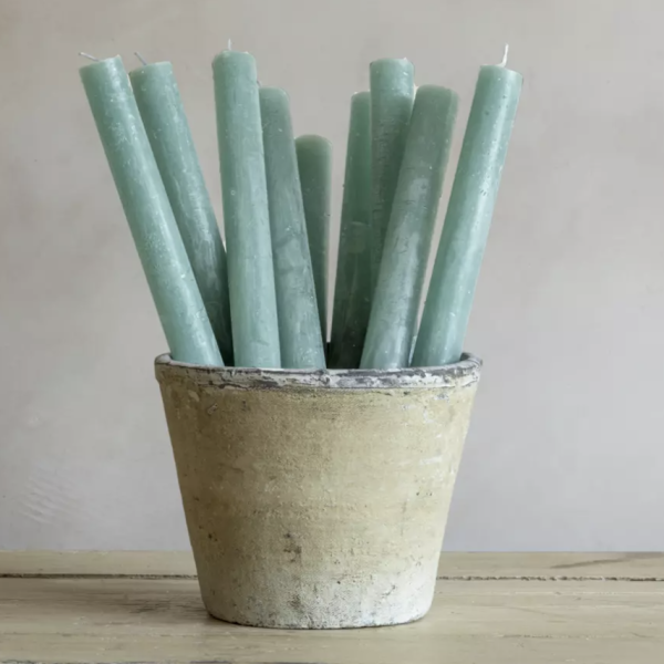 Rustic Dinner Candle - Sea Green