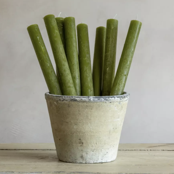 Rustic Dinner Candle - Fern Green