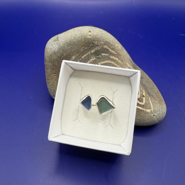 Teal And Blue Sea Glass Ring