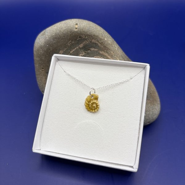 Yellow Enamel Silver Ammonite Pendant