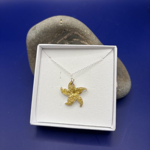 Yellow Enamel Silver Starfish Pendant